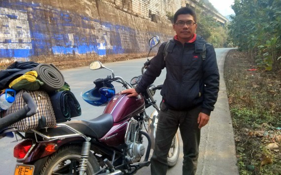 Lao He and his cool motorcycle
