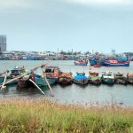 Family of boats at Da Nang harbour